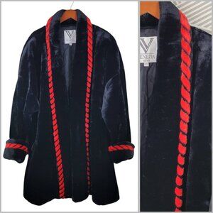 Vintage Faux Fur Coat Plus Size 3X 4X Black Red Long Warm Winter Alt Whimsigoth
